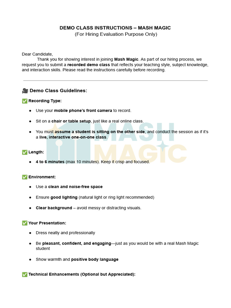 Demo Class Instructions – Mash Magic | PDF | Science | Mathematics