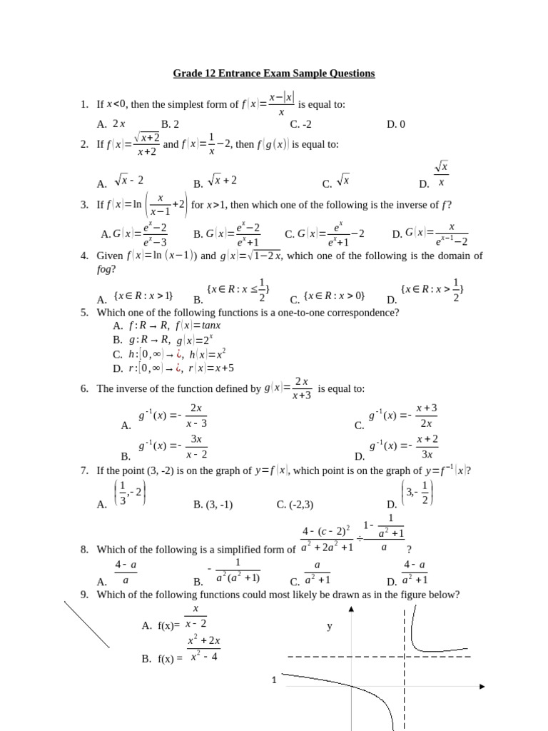Mathematics Entrance Exam Revised Questions | PDF | Argument | Mathematics
