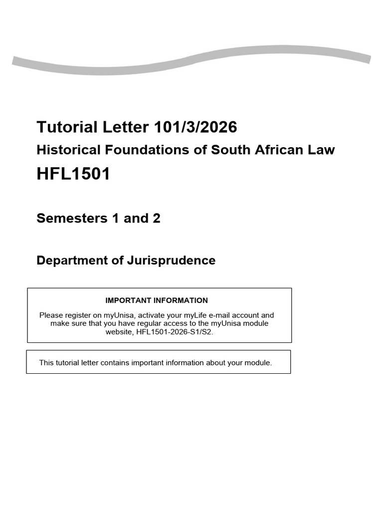 HFL1501 Tutorial Letter 101 2026 3 B | PDF | Integrity | Libraries