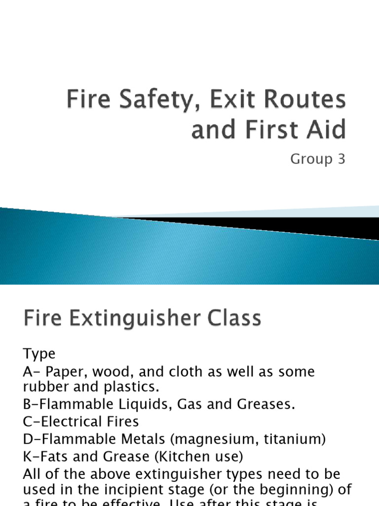 Fire Safety, Exit Routes and First Aid | PDF | Safety | Occupational ...