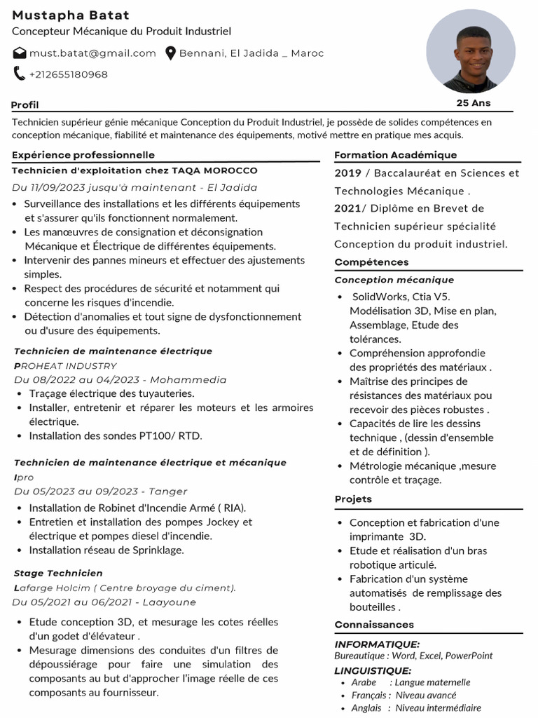 Cv ,Mustapha Batat | PDF