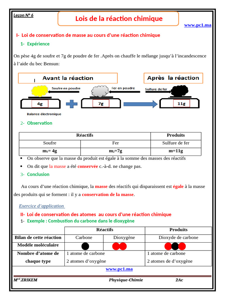 2-Lois de La Reaction Chimique | PDF