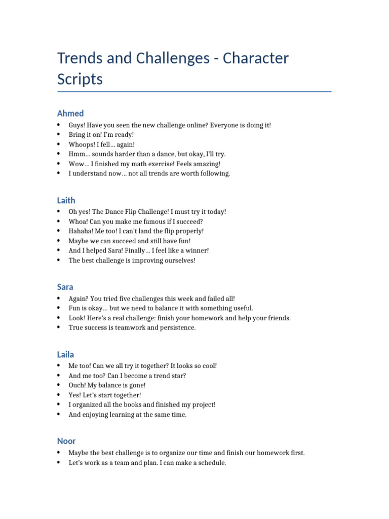 Trends and Challenges Character Scripts-4 | PDF