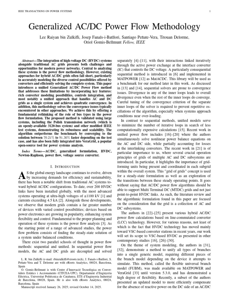 Generalized AC DC Power Flow Methodology | PDF