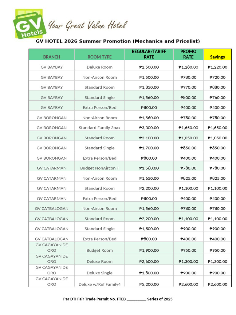 DTI Promotions Counter Pricelist With T and C 2026 Summer Promotion ...