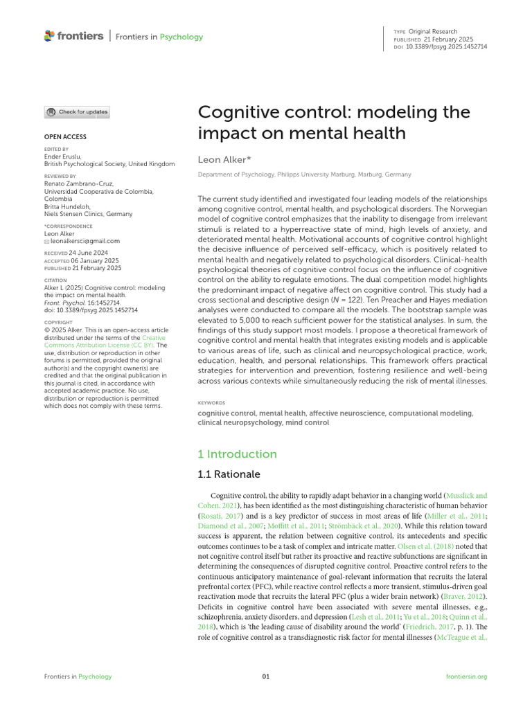 Cognitive Control | PDF | Executive Functions | Self Efficacy
