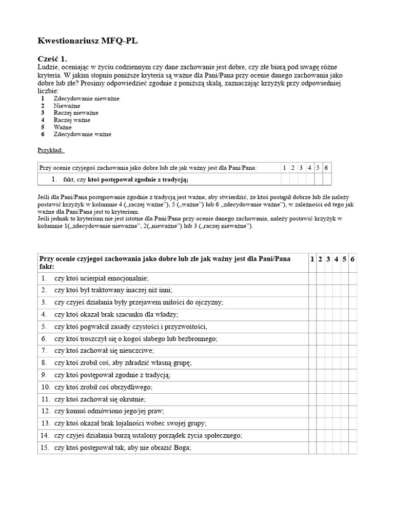 MFQ PL | PDF