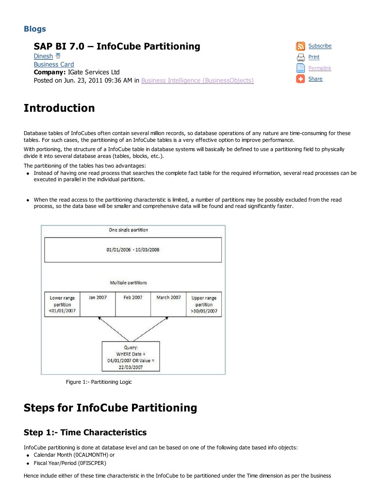 SAP BI 7.0 InfoCube Partitioning Guide | PDF | Business Intelligence ...