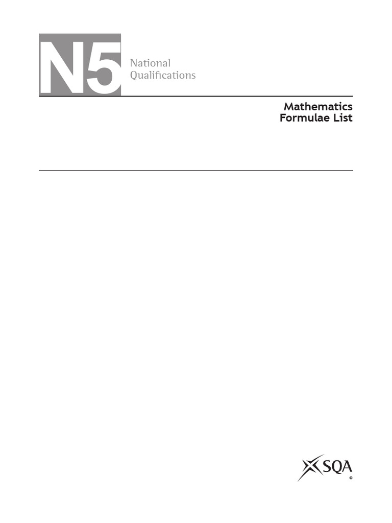 N5 Mathematics FormList | PDF