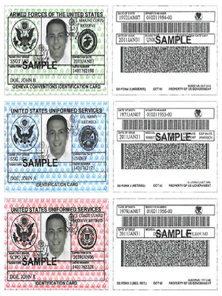 Main Dd Form 2 United States Uniformed Services Identification Card | PDF