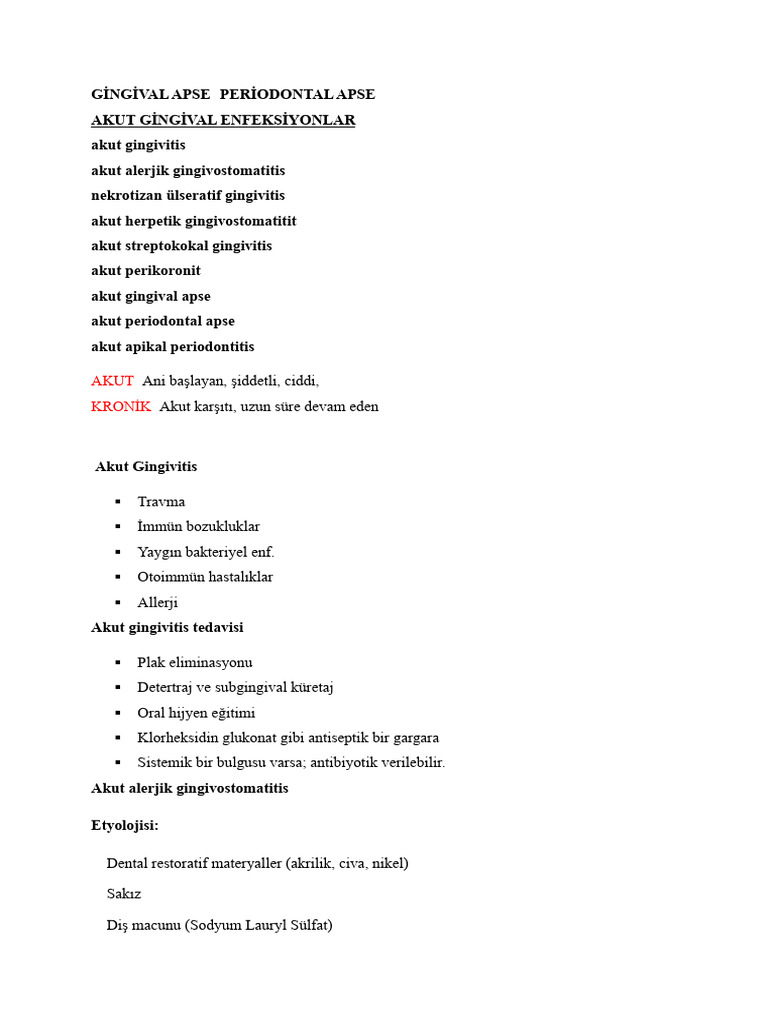 GİNGİVAL APSE-periodontal Apse (Konu) | PDF