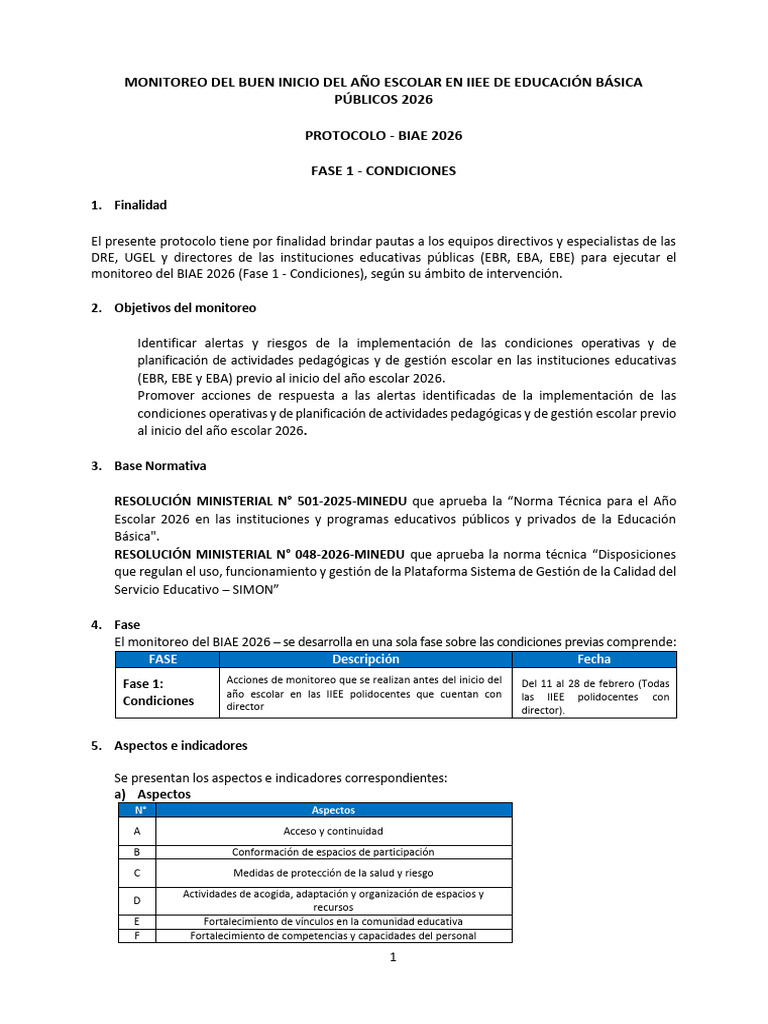 Protocolo BIAE 2026 FASE 1 - Version Final | PDF
