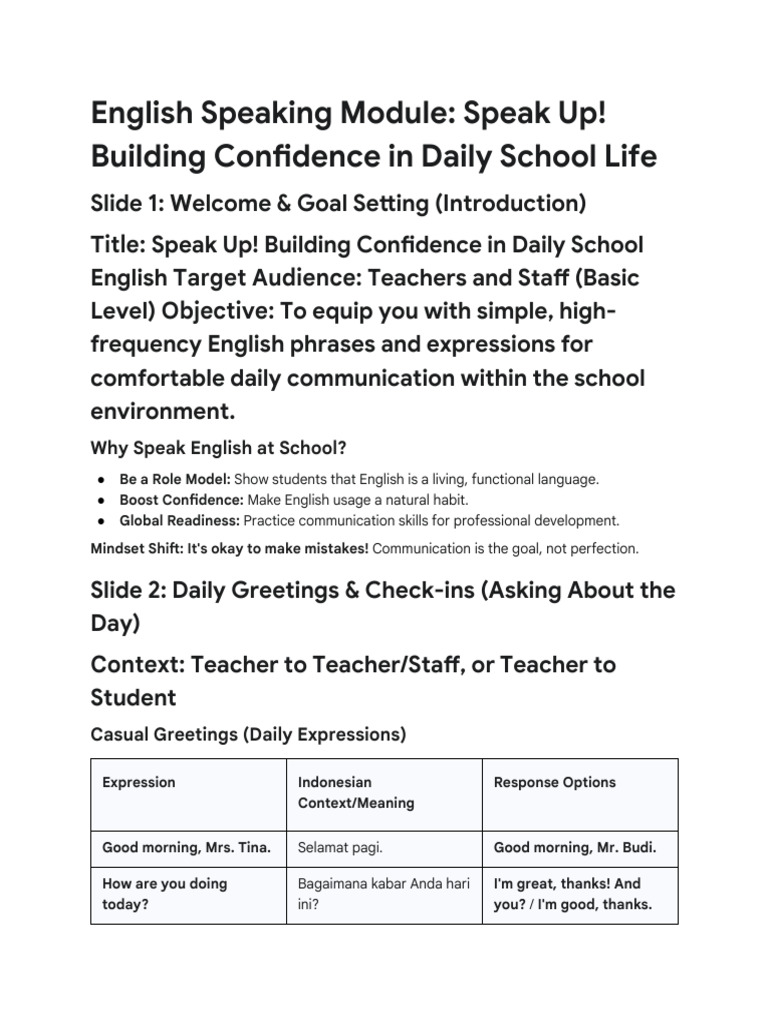 Daily Expressions at School | PDF | Human Communication | Communication