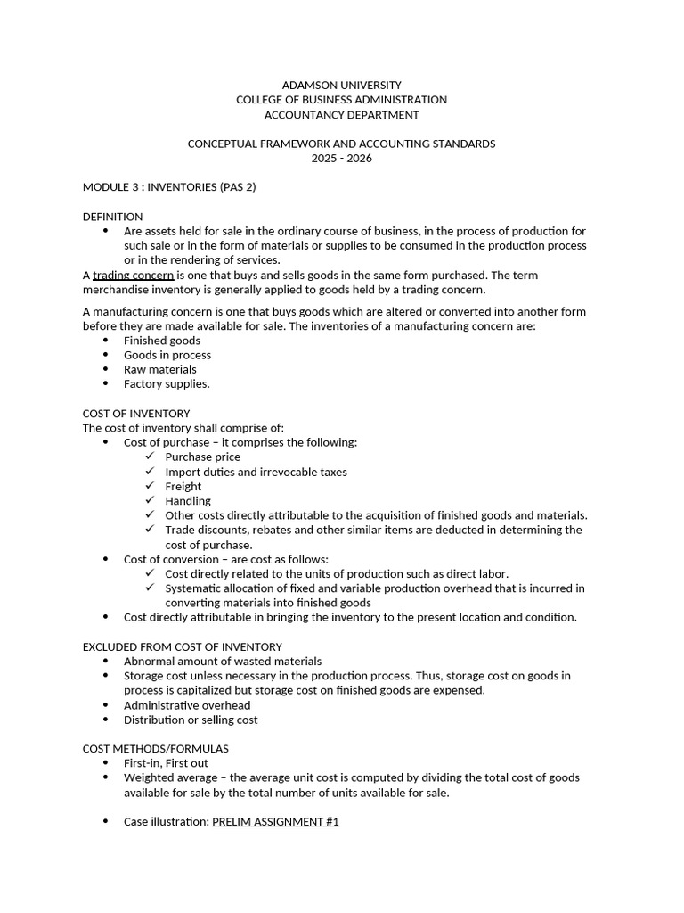 2026 Module 3 - Inventories Student | PDF | Cost Of Goods Sold | Inventory