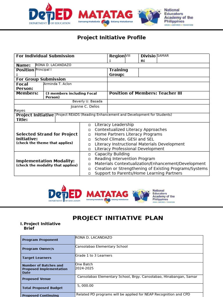 ILT Project Initiative Plan Template Output 3 Final (1) | PDF ...