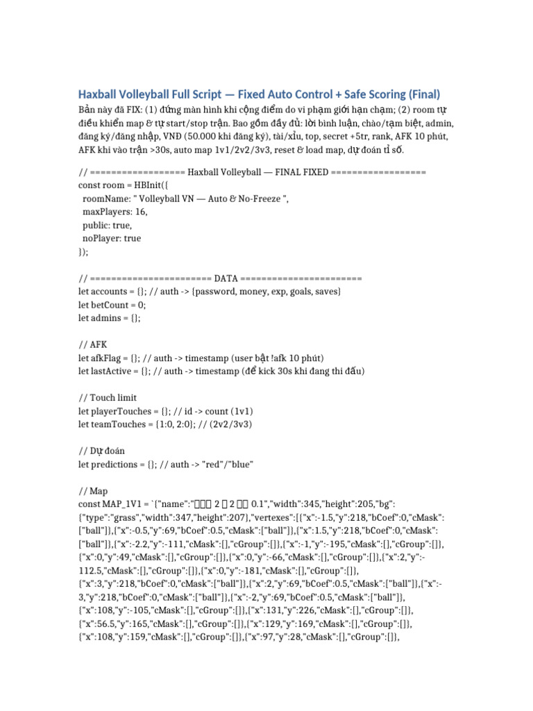Haxball Volleyball FINAL Fixed Autocontrol | PDF | Computing | System ...
