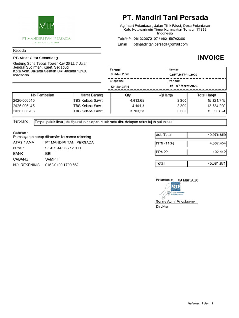 Invoice Tbs Ptmandiritanipe 260310054105 | PDF