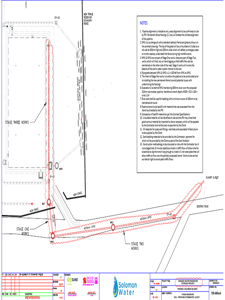 TIR Stormwater - Stage One Works Site Plan Drawing | PDF | Trench