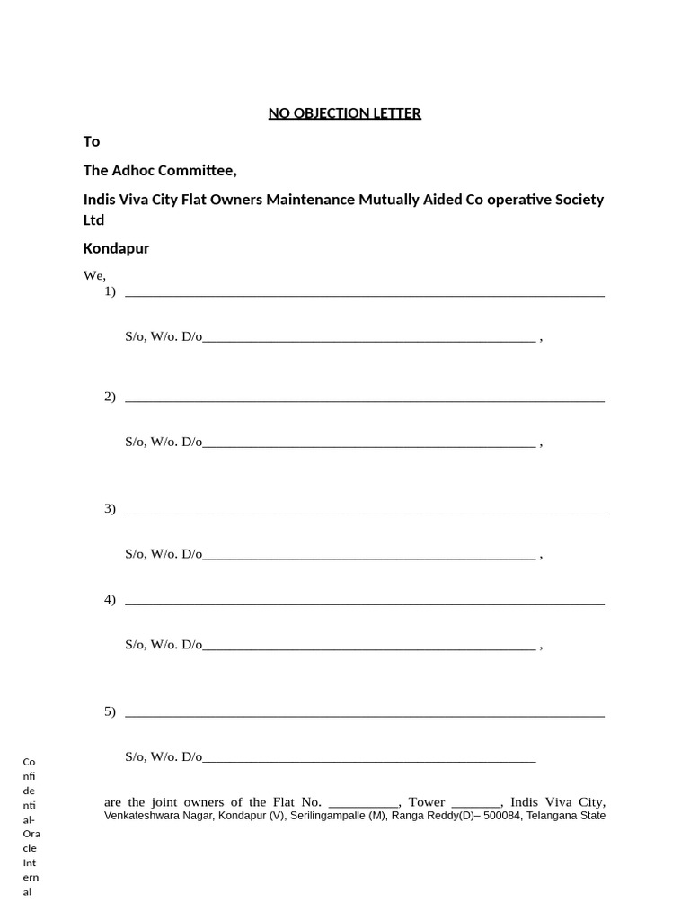 No Objection Letter | PDF