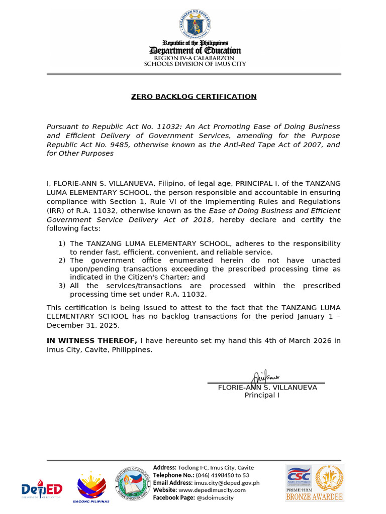 School Zero-Backlog (2) Certification (2) 2026 | PDF
