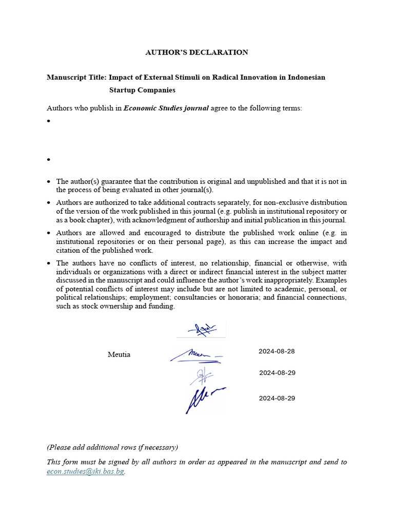 Authors Declaration IKI | PDF
