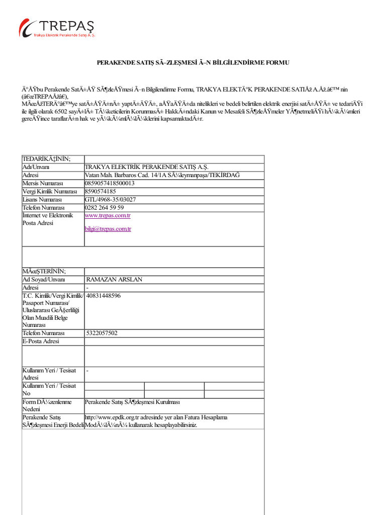 TREPAS On Bilgilendirme Formu | PDF