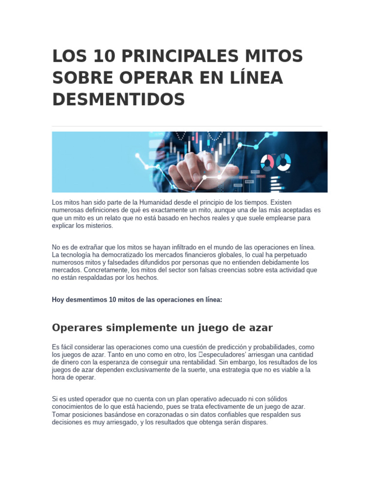 Los 10 Principales Mitos Sobre Operar en Línea Desmentidos | PDF ...