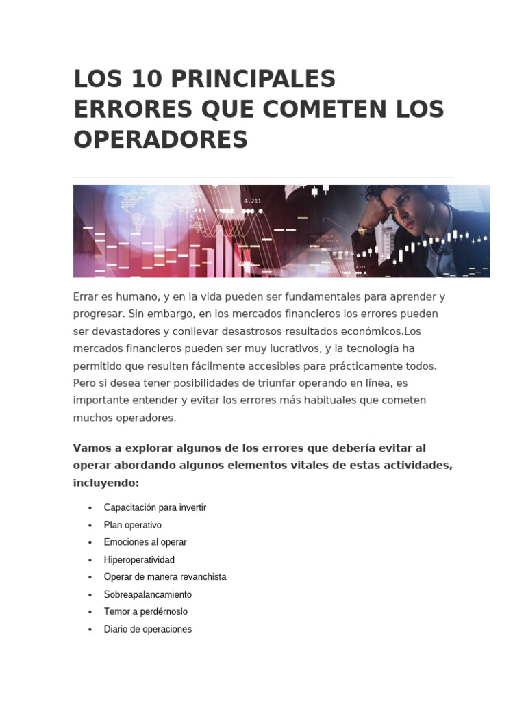 Los 10 Principales Errores Que Cometen Los Operadores | PDF | Las ...