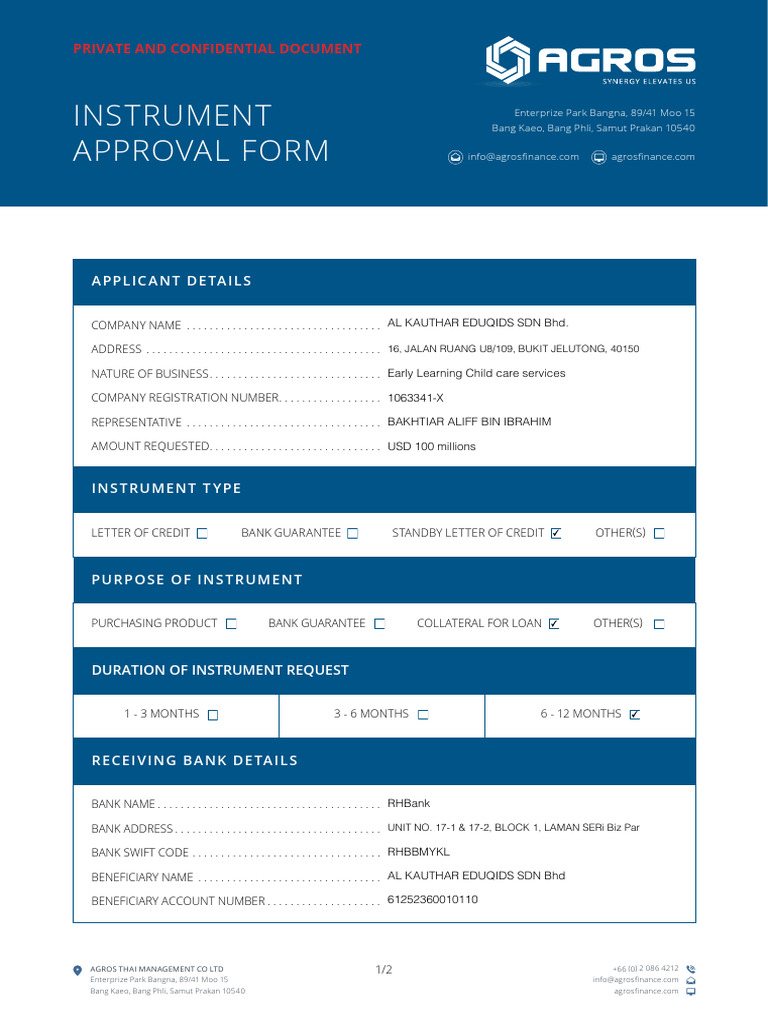 Instrument Application Form 4 | PDF | Financial Services | Banking