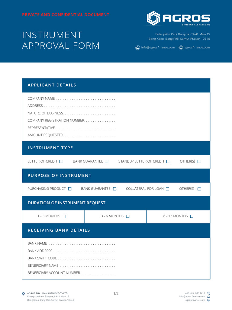 Instrument Application Form | PDF | Credit | Finance & Money Management