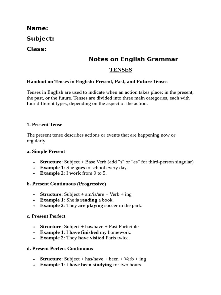 Eng Grammar Revision Worksheet | PDF | Adjective | Perfect (Grammar)