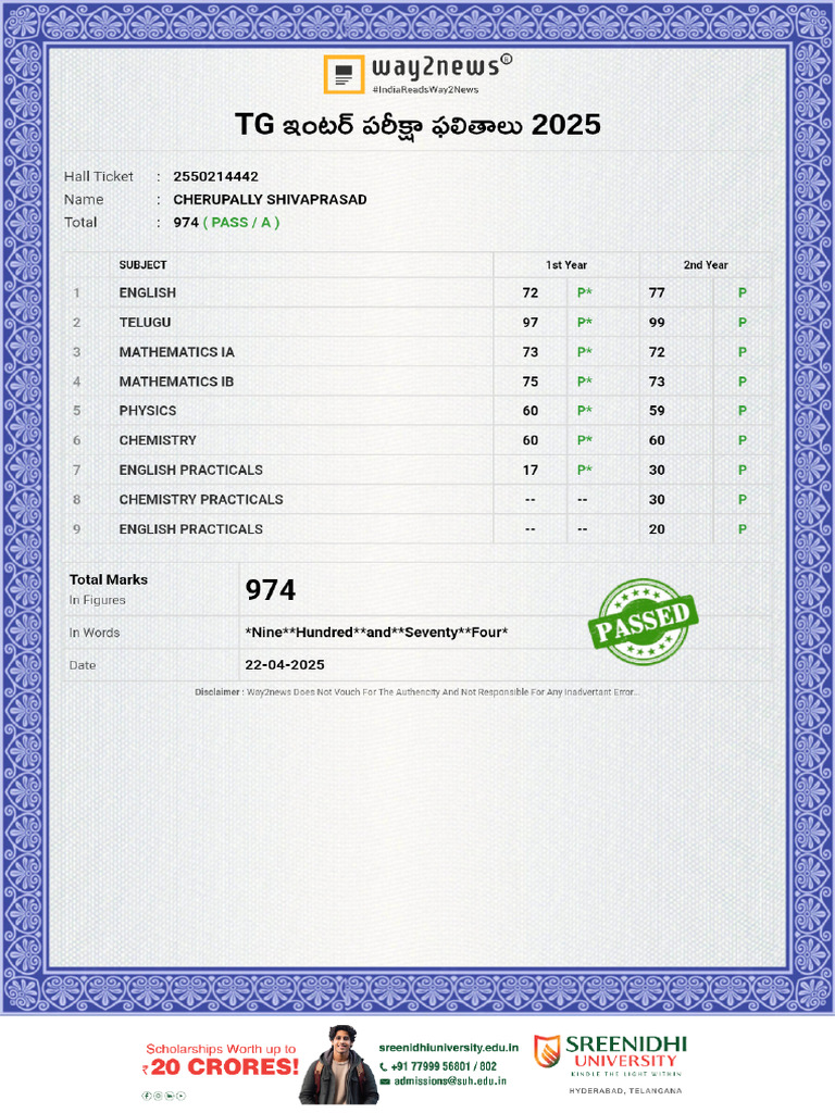 2550214442 Tg Inter Marks Memo | PDF