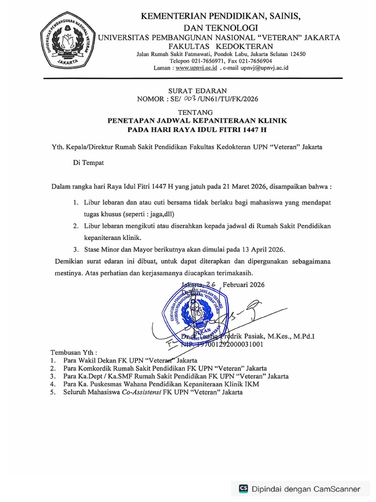 Se Libur Lebaran Koass Upnvj 2026 | PDF
