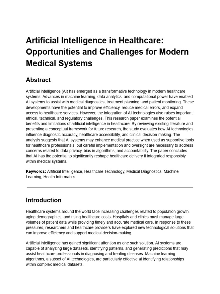 Artificial Intelligence in Healthcare - Opportunities and Challenges ...