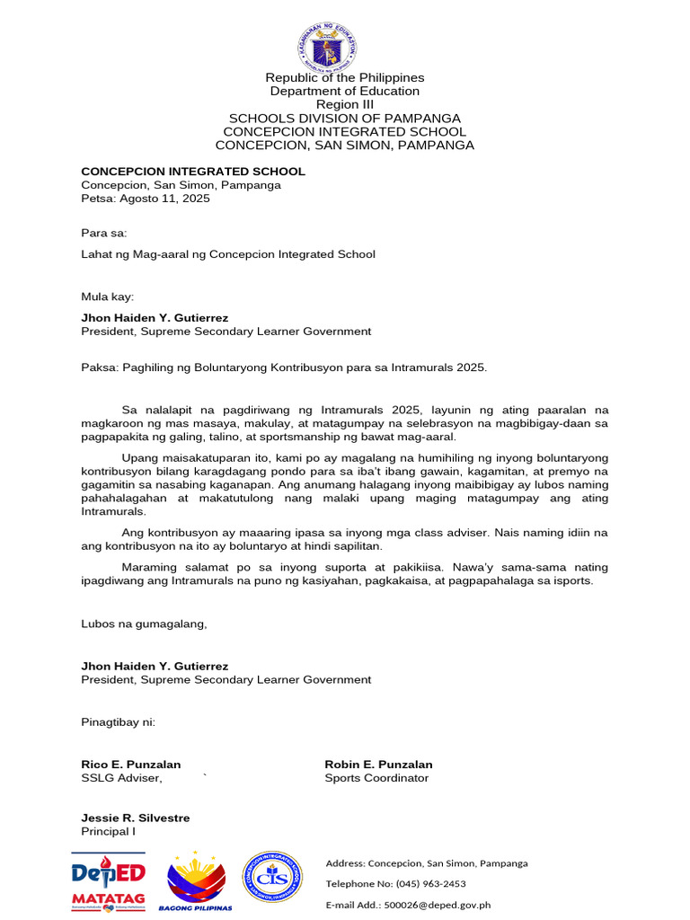 Letter Voluntary Contri | PDF