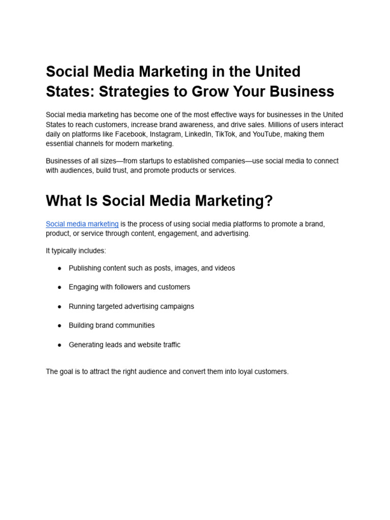 Grow Your Brand with Social Media Marketing in the U.S. | PDF | Social ...