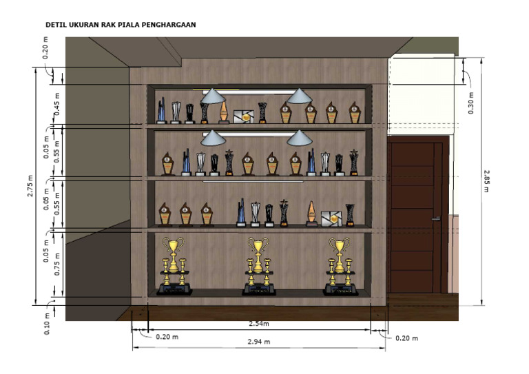 Detil Ukuran Rak Piala Alter 1 | PDF