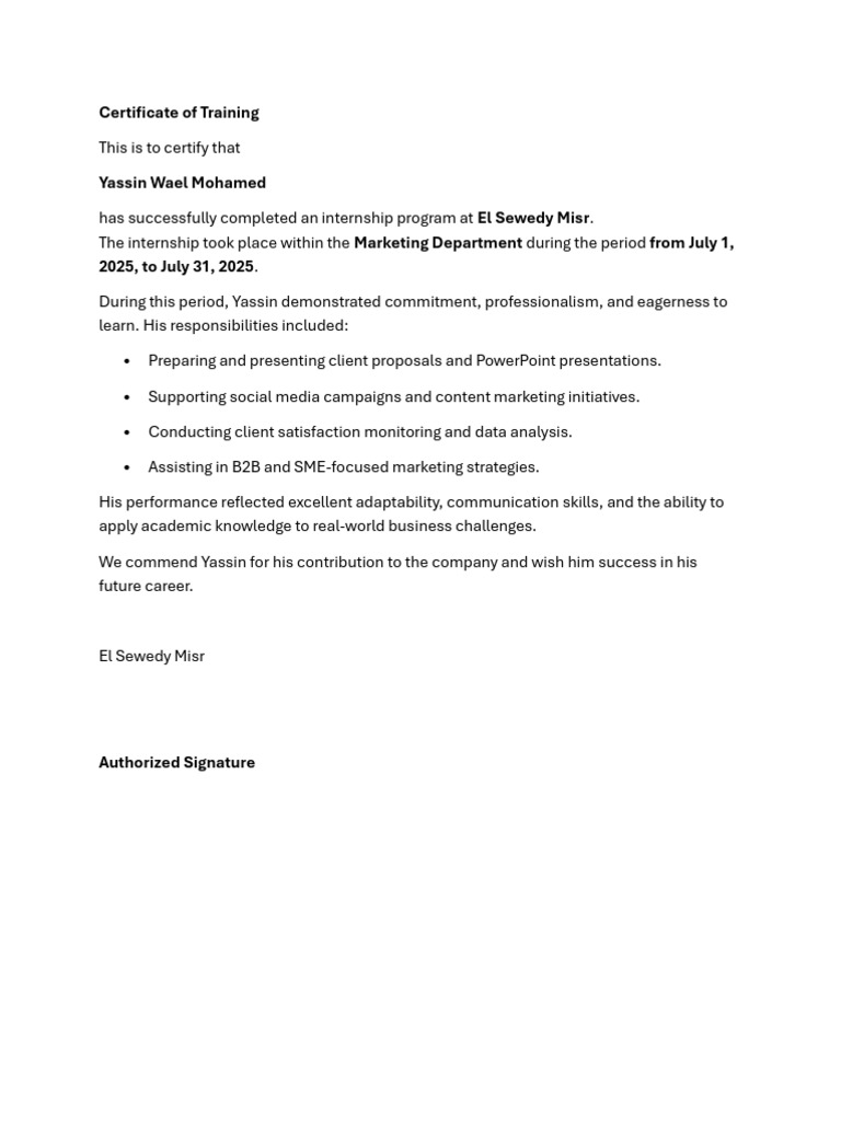 Internship Assignment | PDF