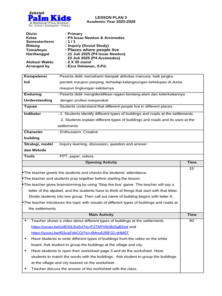 LESSON PLAN 3-4 INQUIRY P4 | PDF | Human Communication | Teaching