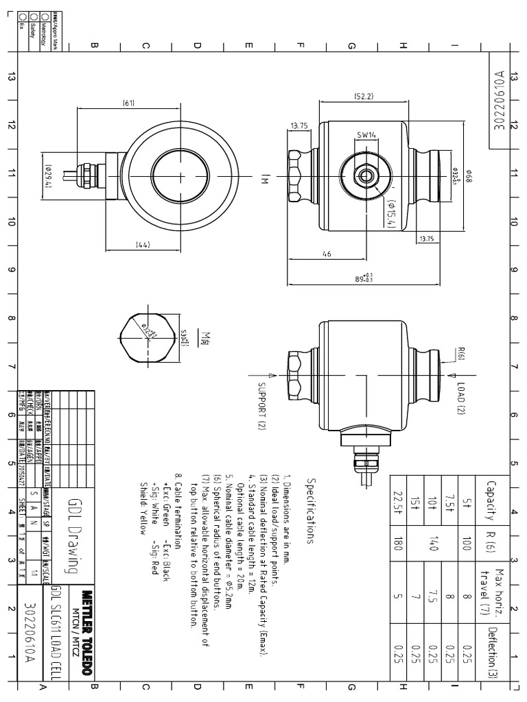 GDL Drawing SLC611 LoadCell 30220610A | PDF