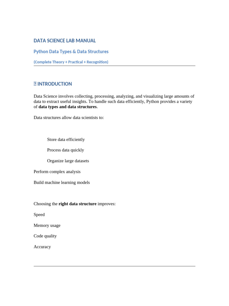 Data Science Lab Manual | PDF | Data Type | Boolean Data Type