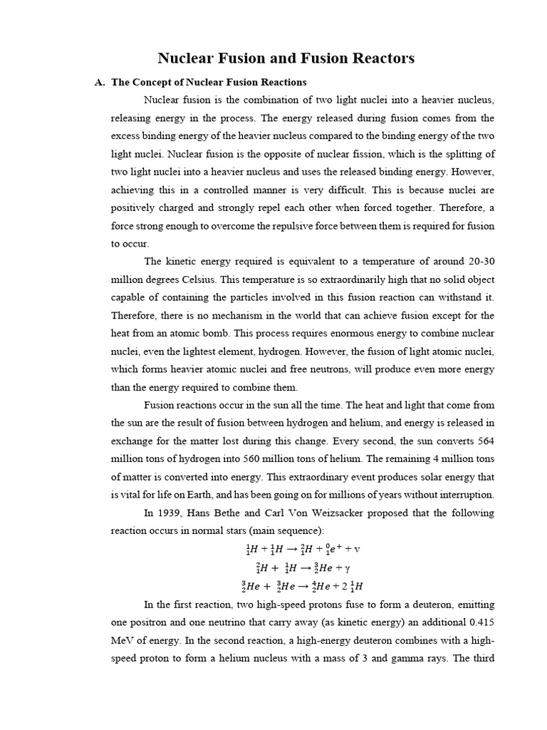 Nuclear Fusion and Fusion Reactors | PDF | Nuclear Fusion | Fusion Power