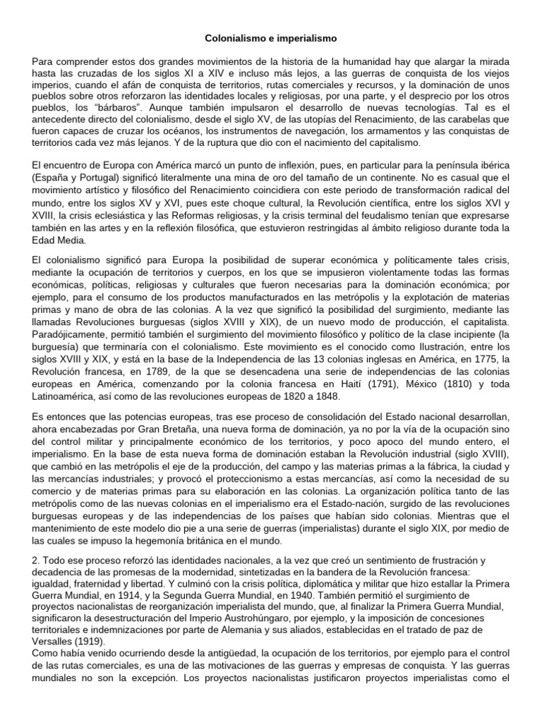 Colonialismo e Imperialismo | PDF | Colonialismo | Imperialismo