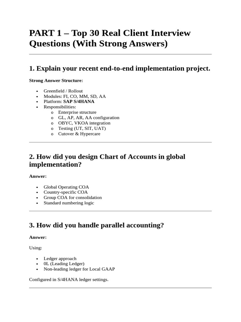 Top 30 Real Client Interview Questions | PDF | Accounting