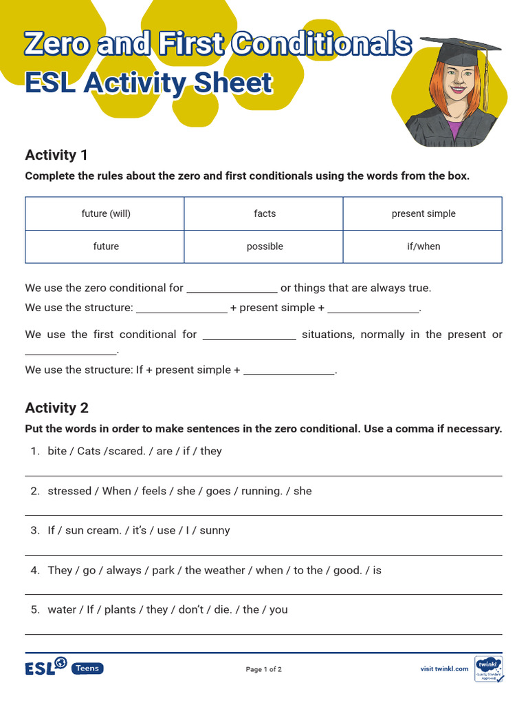 zero-and-first-conditionals-activity | PDF | English As A Second Or ...