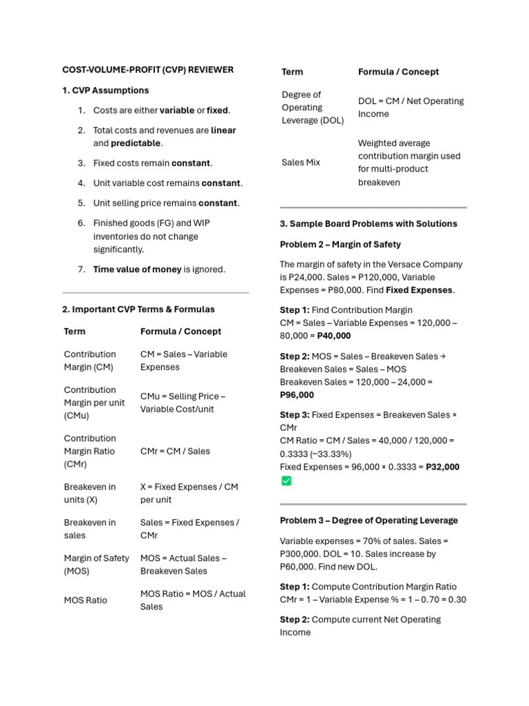 Cost Volume Profit Analysis | PDF | Management Accounting | Business ...