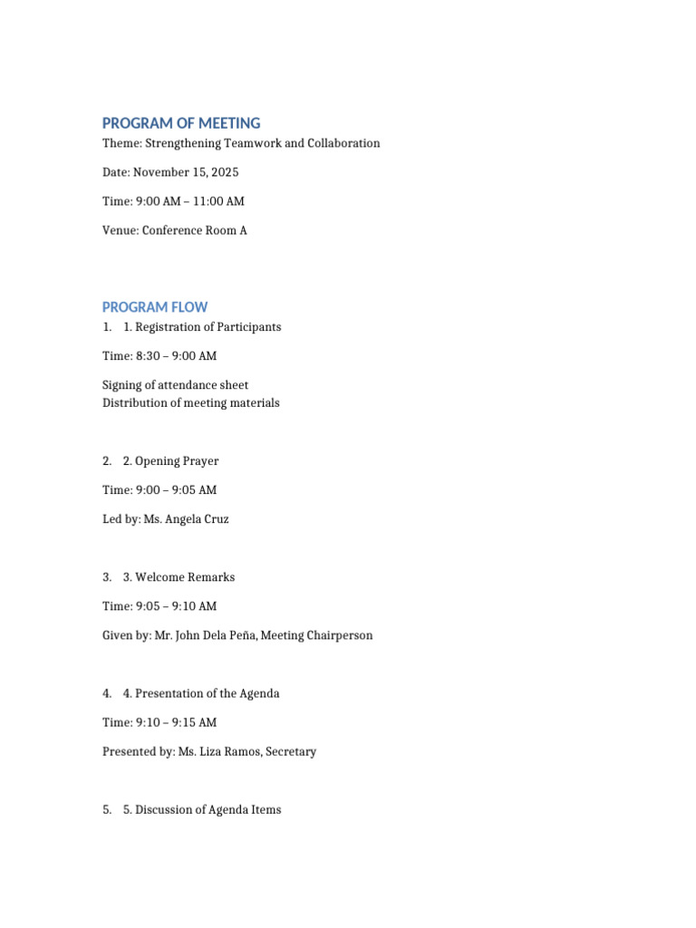 Formal Meeting Program | PDF