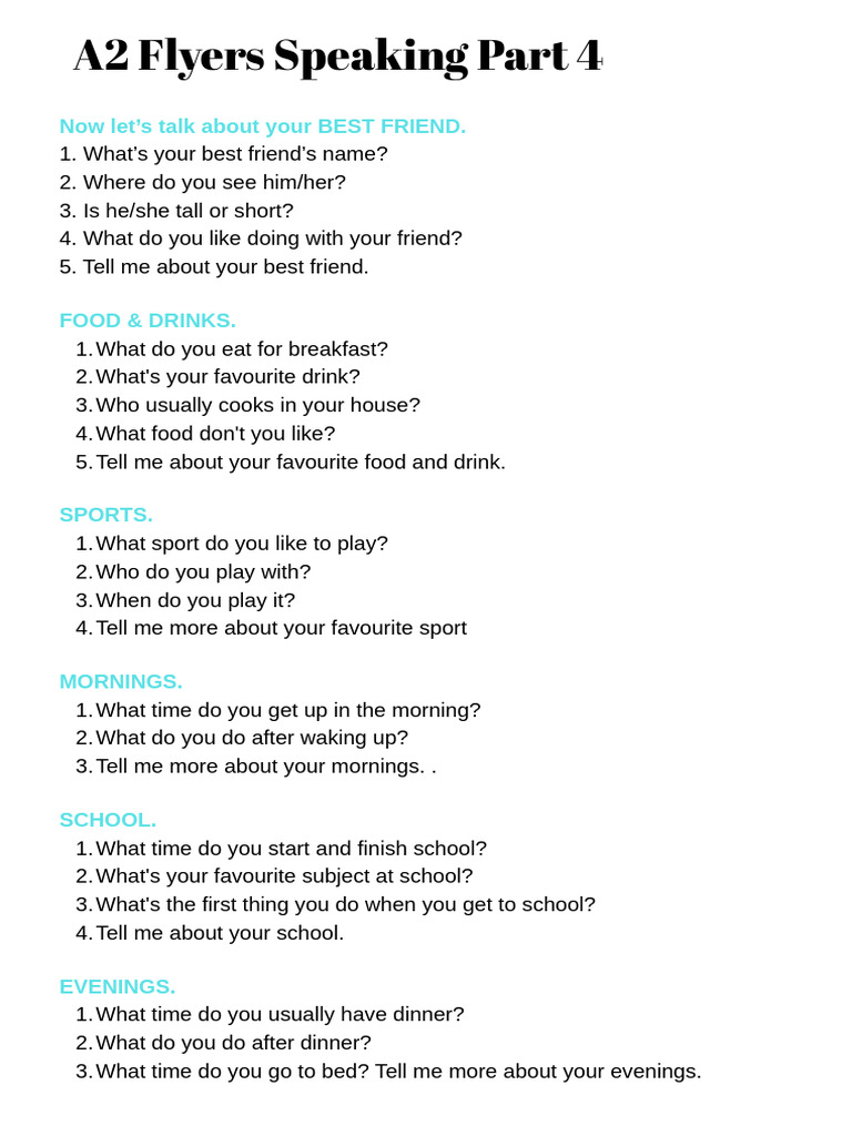 Speaking Part 4 Questions | PDF