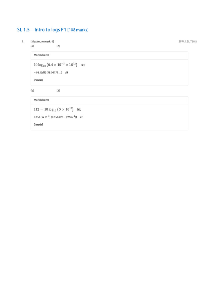 SL 1.5-Intro To Logs P1 MS | PDF | Logarithm | Arithmetic
