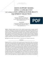 A DECISION-SUPPORT MODEL UTILIZING A LINEAR COST OPTIMIZATION APPROACH FOR HEAVY EQUIPMENT SELECTION